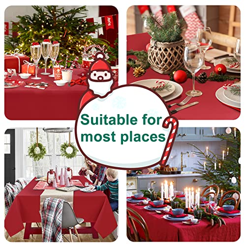 Hiasan Red Rectangle Tablecloth 90 x 156 Inch Waterproof Spill-Proof Cover