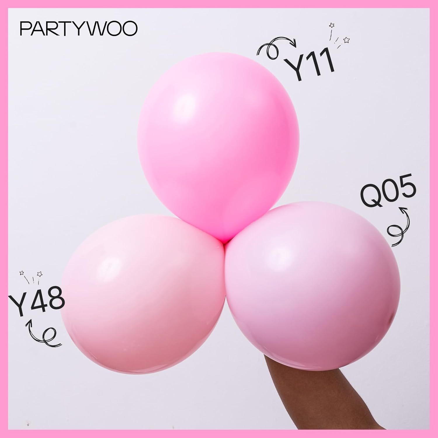 PartyWoo Pink Balloons - 127-Piece Matte Pink Balloon Arch Kit for Baby Showers & Parties | Various Sizes