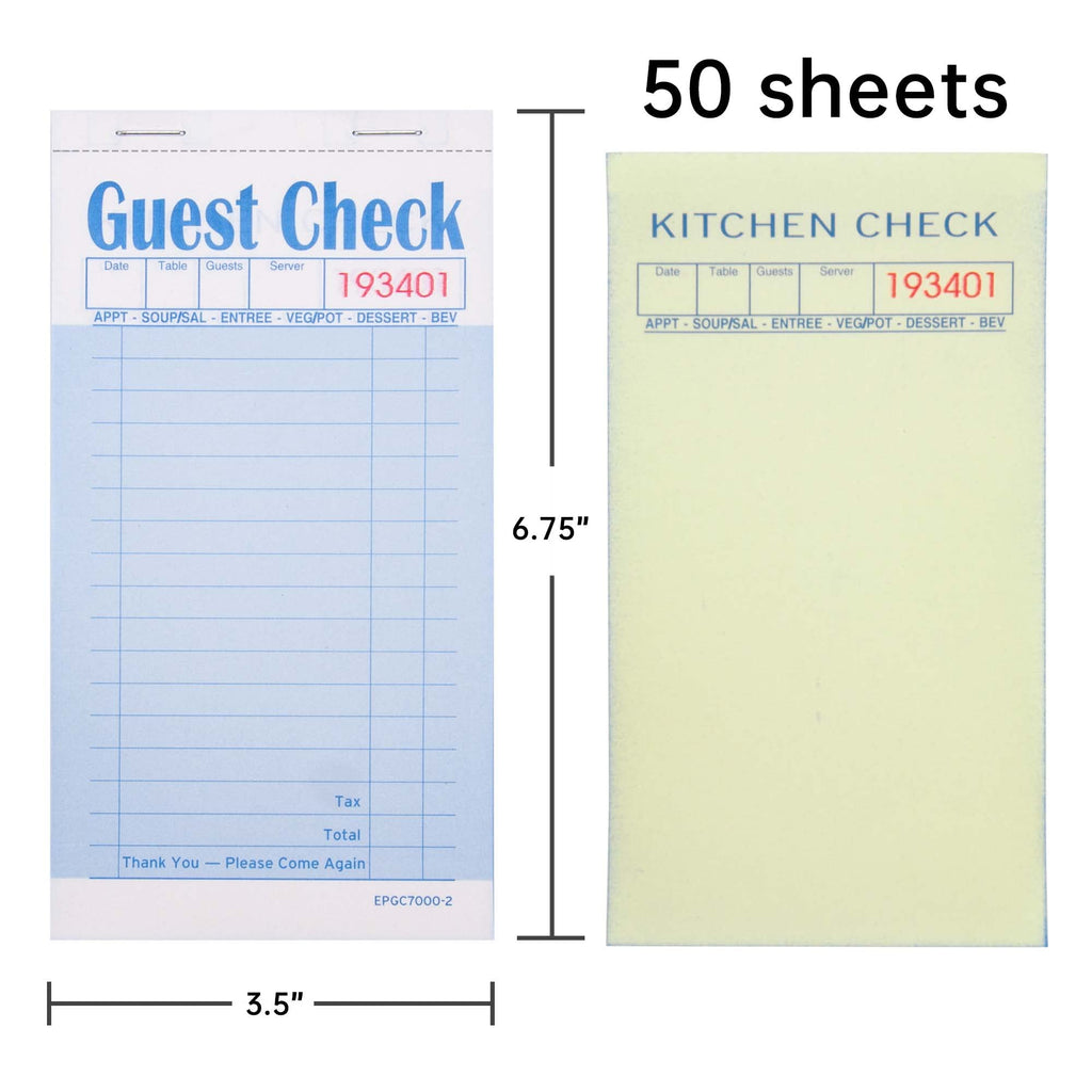ESSENTIAL Guest Check Books 3.5" x 6.7", 1000 Duplicates Server Note Pads for Restaurants, Waitress Order Books with Copy Paper (20 Books)
