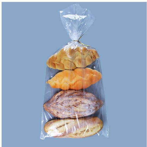 Lesibag 200Pcs 11 x 18 Inch Bottom Gusset Bread Bags with Ties, Clear Plastic Micro Perforated Bags for Homemade Bread and Bakery Loaf Baugette - Thickened, Freezer Safe