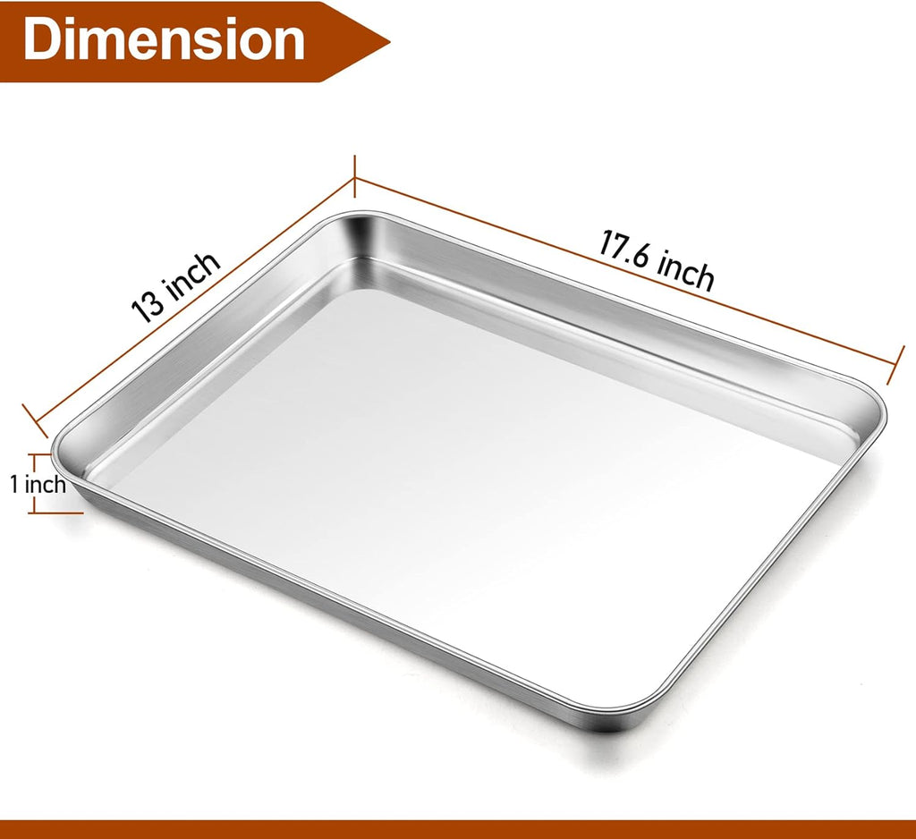 TeamFar Stainless Steel Baking Sheet Set - Large 17.6’’ x 13’’ Half Cookie Pans | Non-Toxic, Easy Clean, Dishwasher Safe