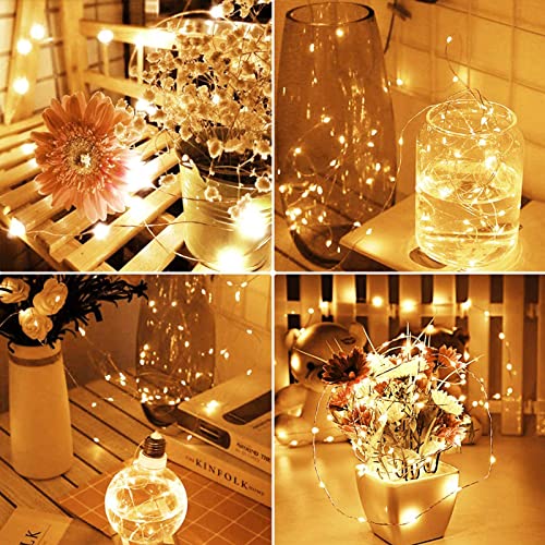 Yisiten 6 Pack 13ft 40LED Battery-Operated Fairy Lights with Timer, Warm White, IP44 Waterproof