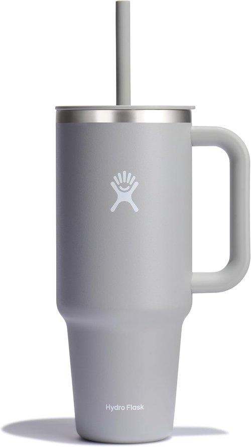 Hydro Flask 40 Oz Travel Tumbler - Insulated Stainless Steel with Handle, Lid & Straw in Birch