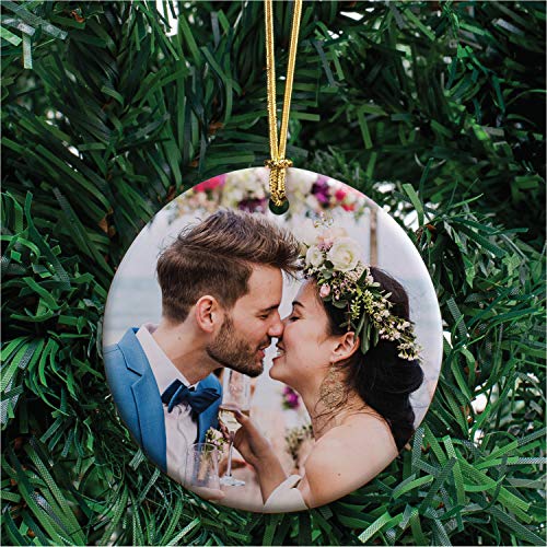 Personalized Christmas Photo Ornament Round 3-inch Custom Keepsake with Optional Text