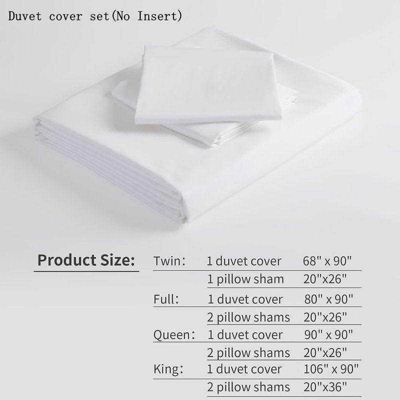 Shunjie.Home 100% Cotton Duvet Cover Set Full Size - 400 Thread Count Sateen Egyptian Cotton Duvet Cover, Easy Change Soft Durable Breathable Bedding, Hidden Button Closure & Corner Ties - White