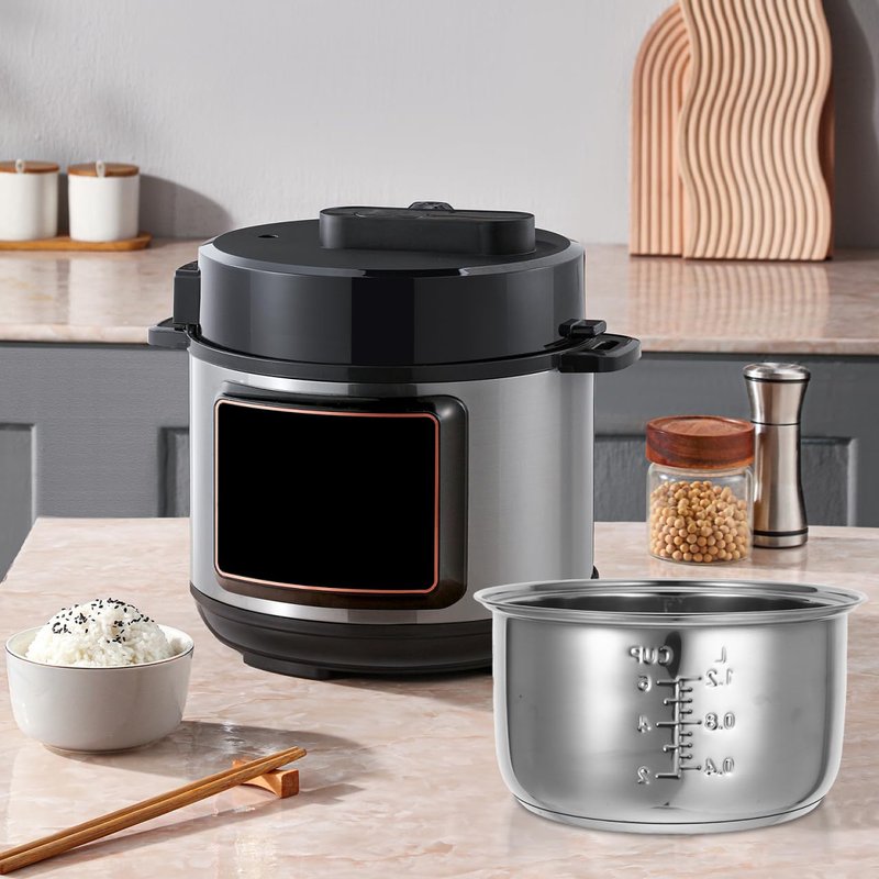 BRIGHTFUFU 1Pc 3L Rice Cooker Cup Stainless Steel Inner Bowl Non-Stick Inner Pot Upgrade Even Heating for Perfect Rice Pots for Multi-Cookers Easy to Clean and Dishwasher Safe