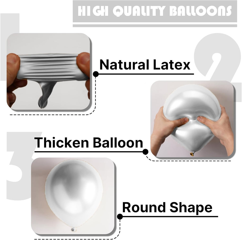 PartyWoo Silver Metallic Balloons - 50pcs 5-Inch for Stunning Garland or Arch | Perfect for Birthdays & Weddings