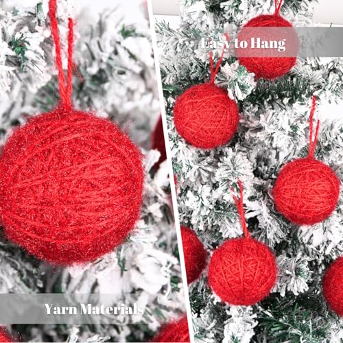 CCAMSSELY Burgundy Christmas Crochet Ornaments 3.15 Inch - Shatterproof Holiday Decorations Bulk Pack of 9