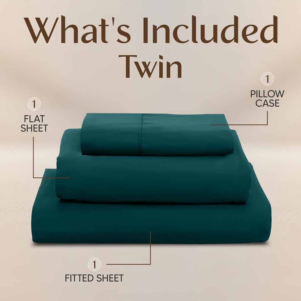 Utopia Bedding Twin Sheet Set - Soft & Breathable 3-Piece Microfiber Bed Sheets | Teal Green