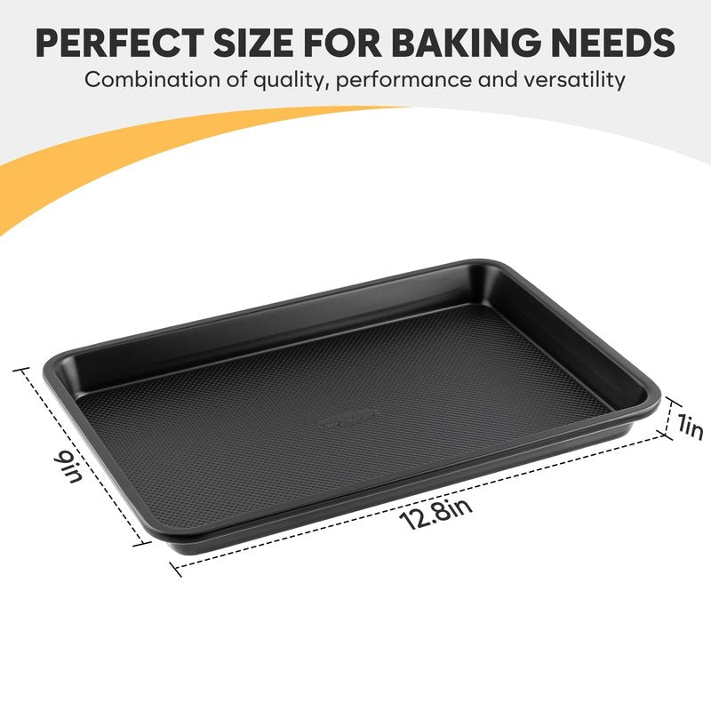 2 Pack Quarter Sheet Pan 12.8x9, Cookie Sheets for Baking 0.8mm Thick Non Stick Baking Sheets for Oven Heavy Duty Baking Trays