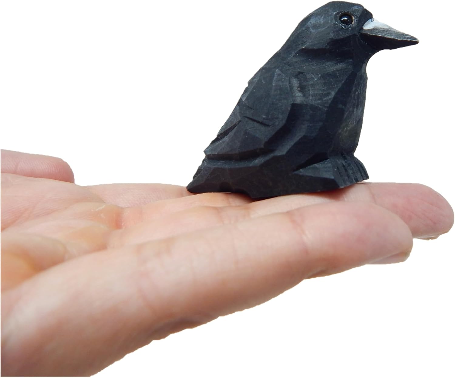 Selsela Hand-Carved Raven Figurine - Black Crow Statue | Gothic Home Decor & Collectible Miniature
