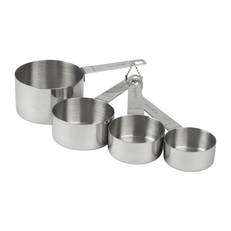 GoodCook Gourmet Measuring Cup Set, Stainless Steel 4-pc., 1/4, 1/3, 1/2, 1 Cup etched measurements