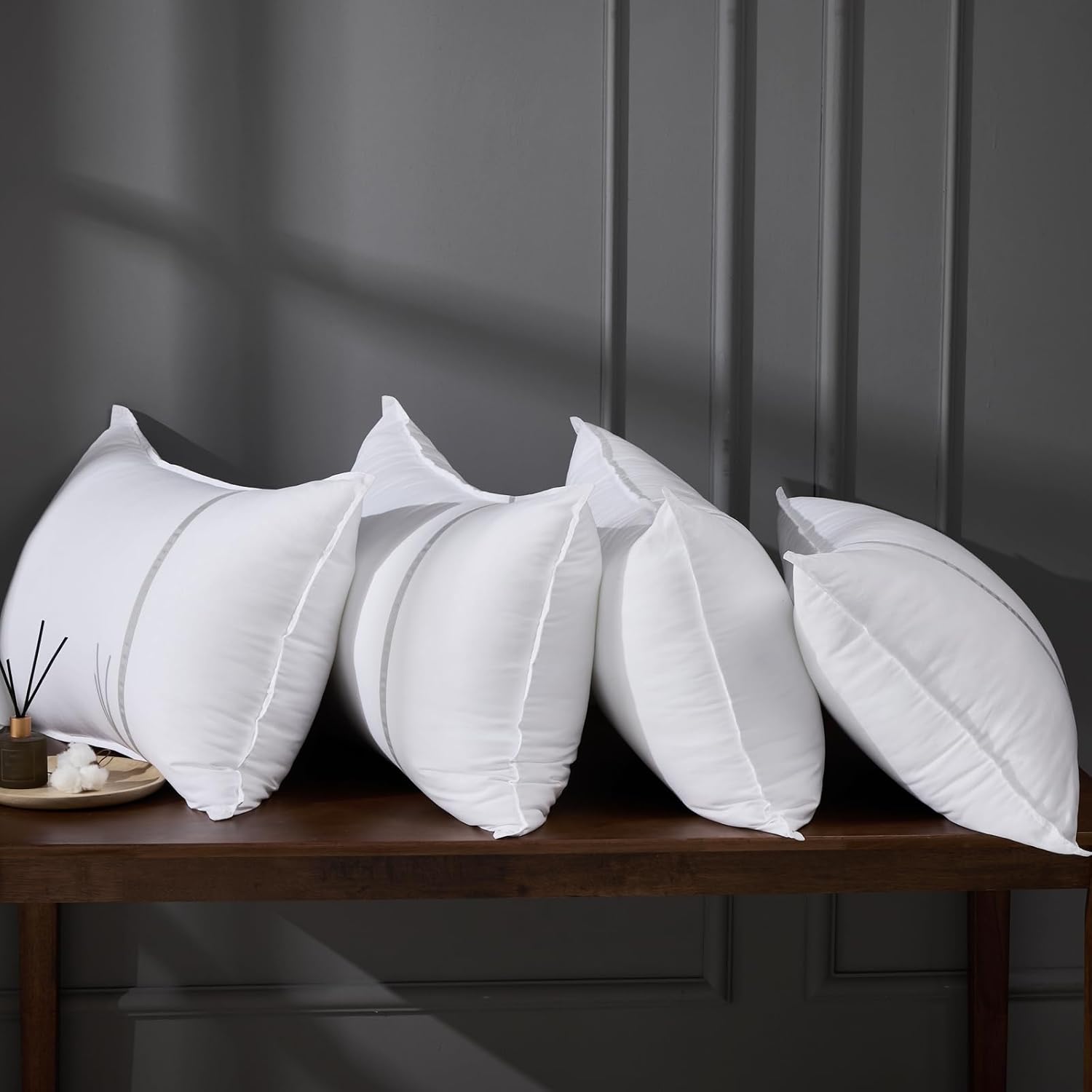 Regine Switzerland Queen Size Bed Pillows - Set of 4 Medium Firm Cooling Pillows for Side & Back Sleepers, 20 x 28 Inches