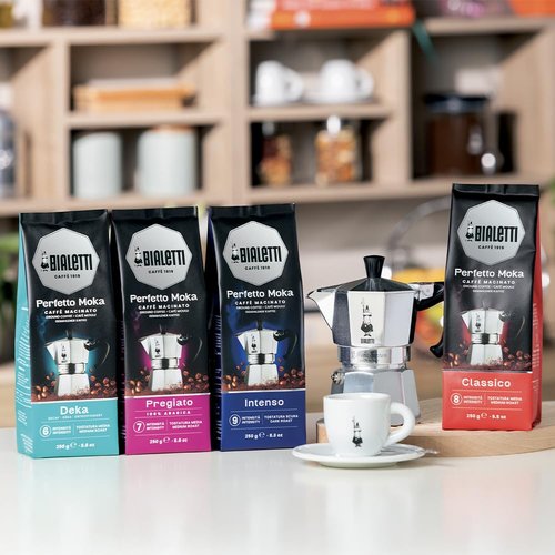 Bialetti - Perfetto Moka Classico: Medium roast ground coffee, hazelnut and dried fruit aroma, 250g x 6, bag with aroma valve