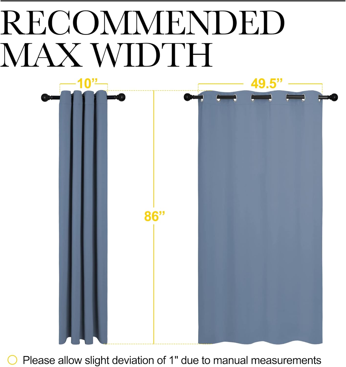 NICETOWN Room Darkening Curtain Panels - Thermal Insulated Blackout Draperies | Stone Blue, 86" Length, 55" Width (2 Pieces)
