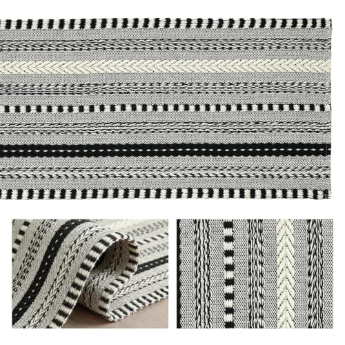 Black Farmhouse Braided Table Runner, 12x72 Inch Cotton Blend Dining Decor