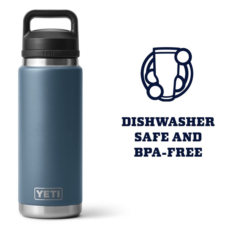 YETI Rambler 26 oz Bottle, Leakproof, Vacuum Insulated, Stainless Steel with Chug Cap, Nordic Blue