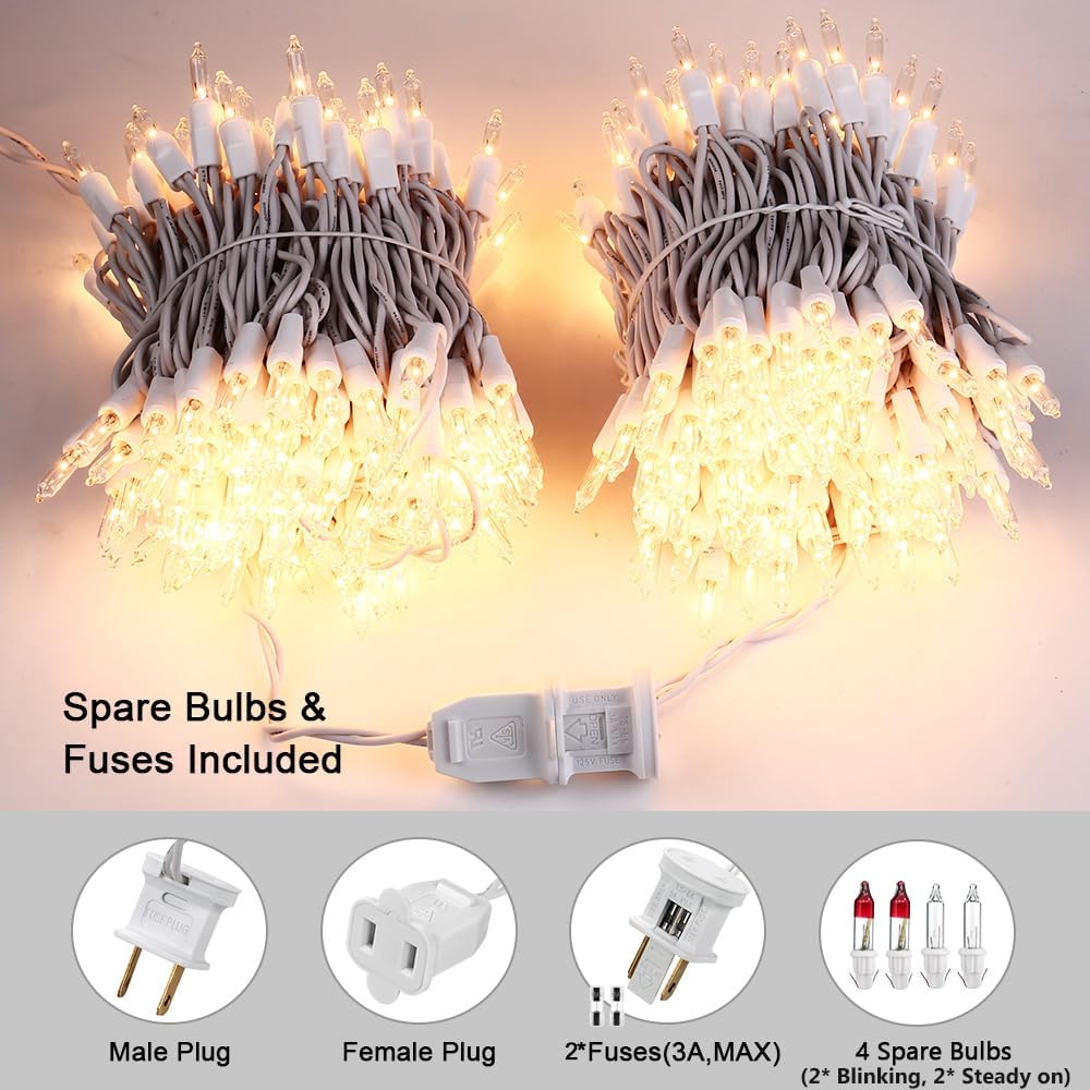 ODEETRONIC Warm Christmas Lights - 21.63ft 100-Count Clear Fairy String Lights | UL Certified for Indoor & Outdoor Use