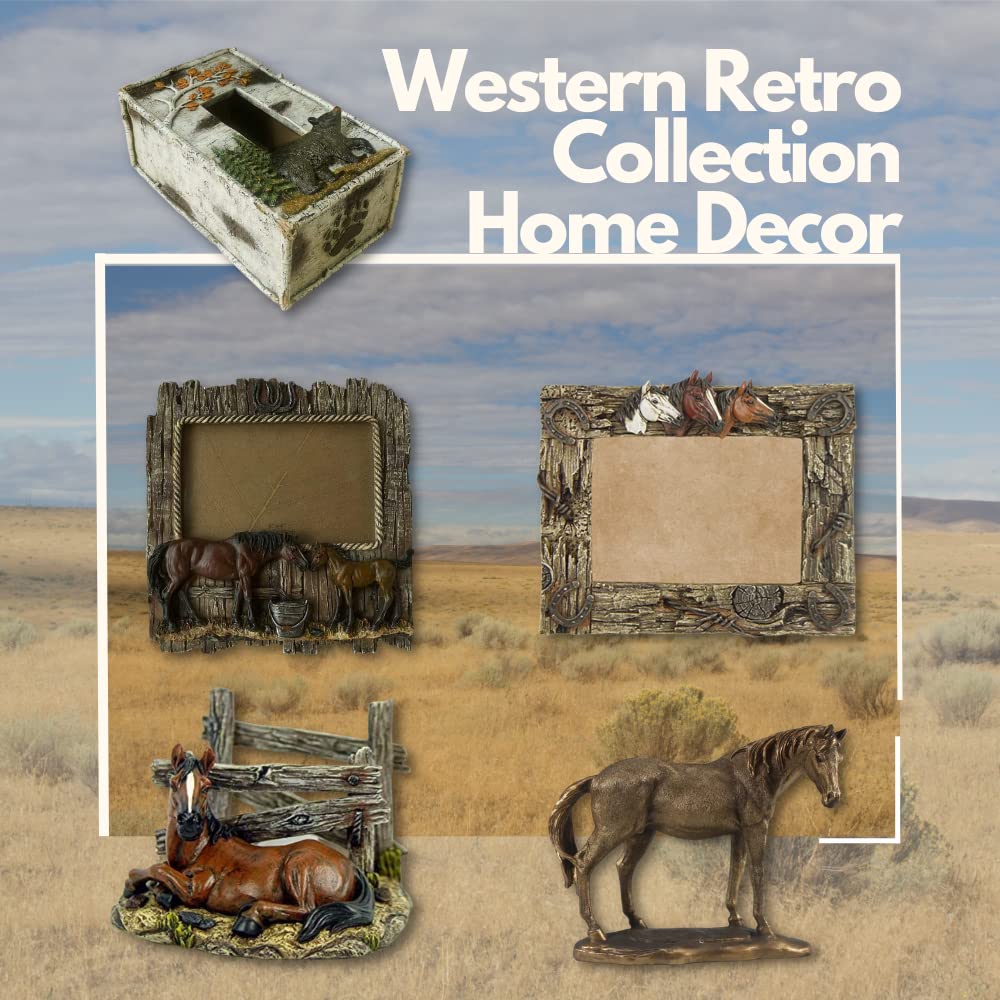 Comfy Hour Rustic Western Horse Napkin Holder for Kitchen Table, Decorative Cowboy Resin Horse Stable Paper Napkin Dispenser, Farmhouse Lodge Cabin Decor, Brown, 5 x 4.6 x 3.8 Inches