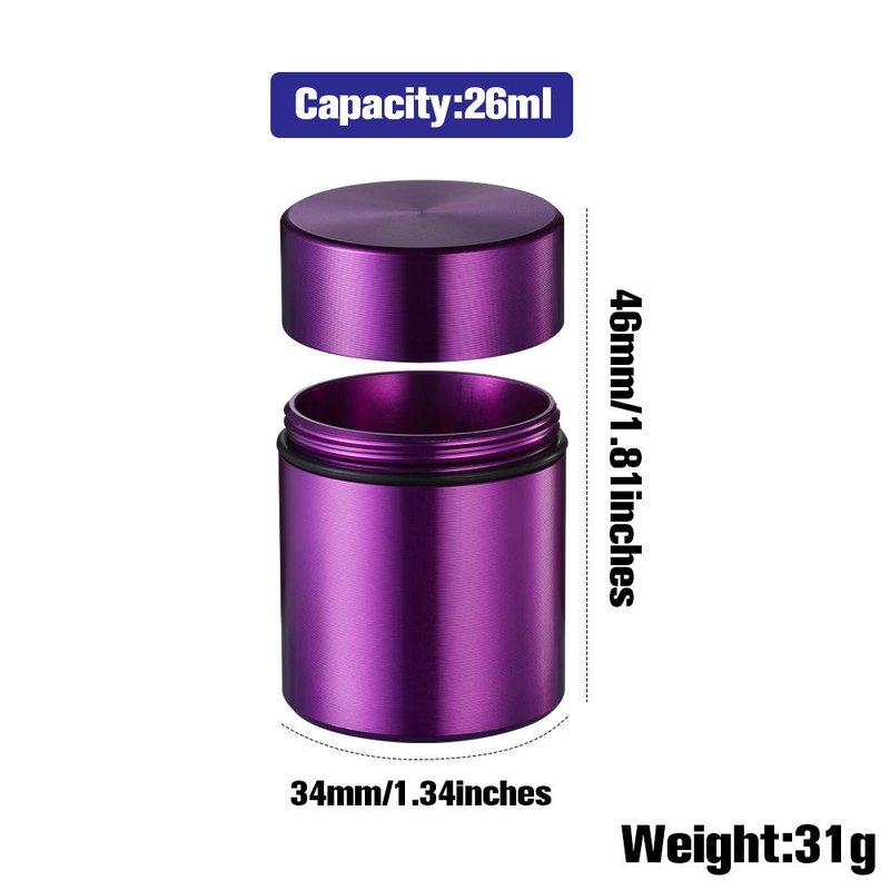 Honeypuff 26ML Stash Jar - Airtight Water Proof Smell Proof Ultraviolet Aluminum Herb Container Bottle With Rubbler Ring (Green-Purple)