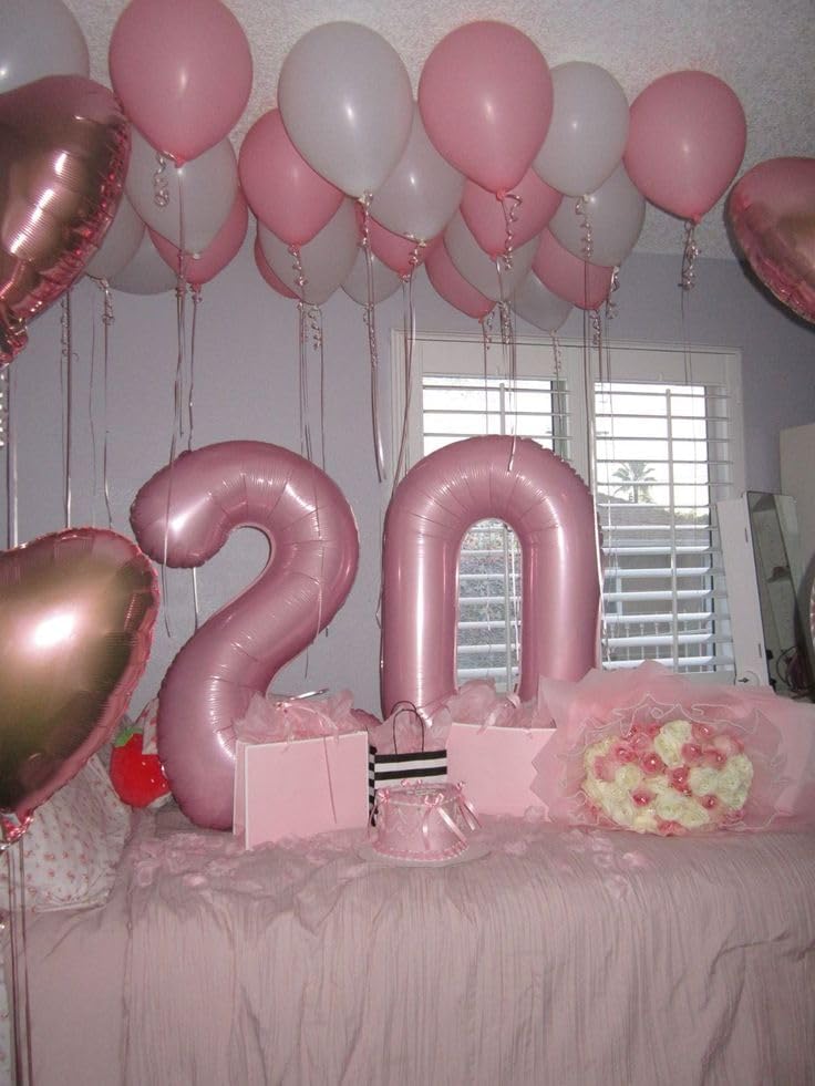 Skiennix 40-Inch Number Balloon - Pastel Pink 10th Birthday Decorations for Men & Women