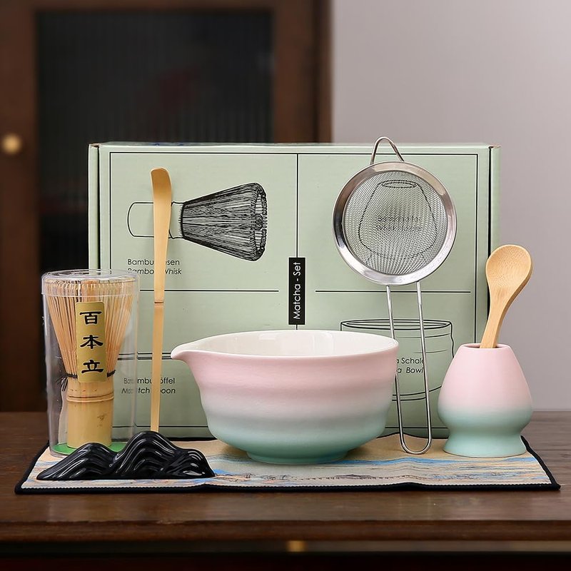 7matcha whisk set - 1Matcha Bowl ，1 matcha whisk, 8pcs matcha kit Gradient matcha set