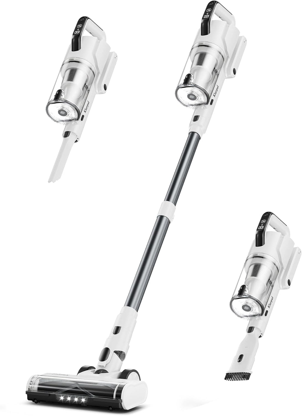 Skiennix Cordless Vacuum Cleaner - 600W, 50KPA Suction, 70-Min Runtime, LED Touch Screen, Lightweight, White
