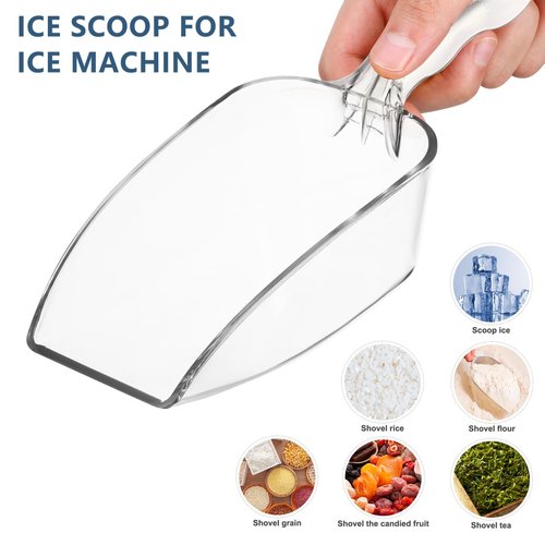 Kichvoe 2Pcs Ice Scoop for Freezer - Clear Plastic Food Scoops - Popcorn Scooper Multi-Purpose for Pet Food Candy Sugar Coffee Grounds