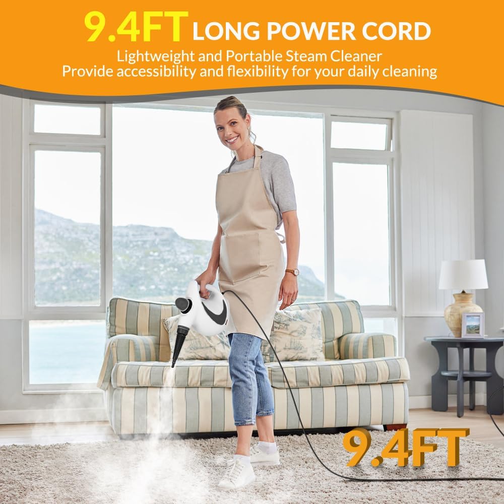 Skiennix Handheld Steam Cleaner - Powerful Pressurized Cleaning with 12 Accessories | Deep Gray