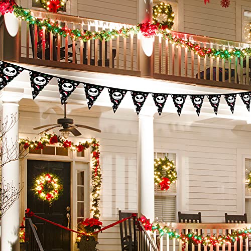 TTBDKKDM Jack Skellington Triangle String Bunting Banner for Christmas & Halloween - J3