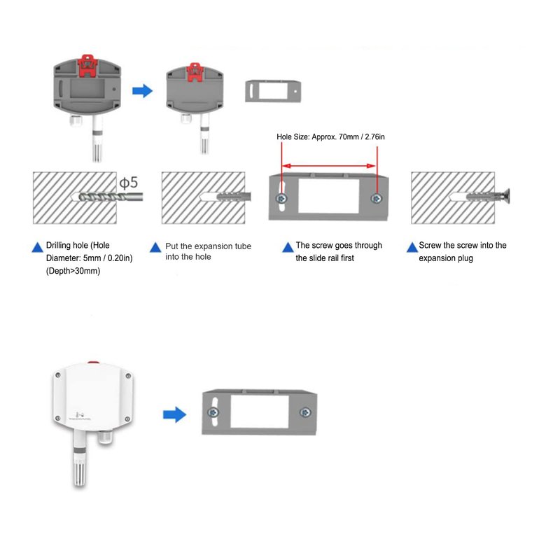 Temperature and Humidity Transmitter, 4-20mA DC 10-30V High Accuracy Analog Temperature Humidity Transmitter Sensor IP65 Wall Mounted Humidity Sensor for Industrial, Agricultural, Greenhouse
