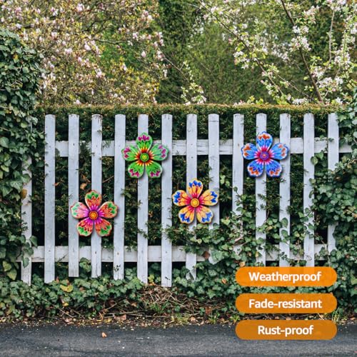 4-Piece Metal Flower Wall Decor - 6.2-Inch Rust-Proof Garden Art Set