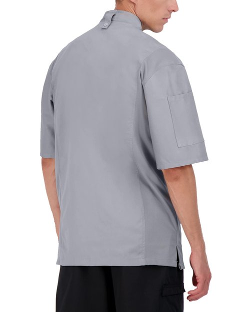 Happy Chef Men's Nova Short Sleeve Executive Chef Coat, Cool Gray, XX-Large