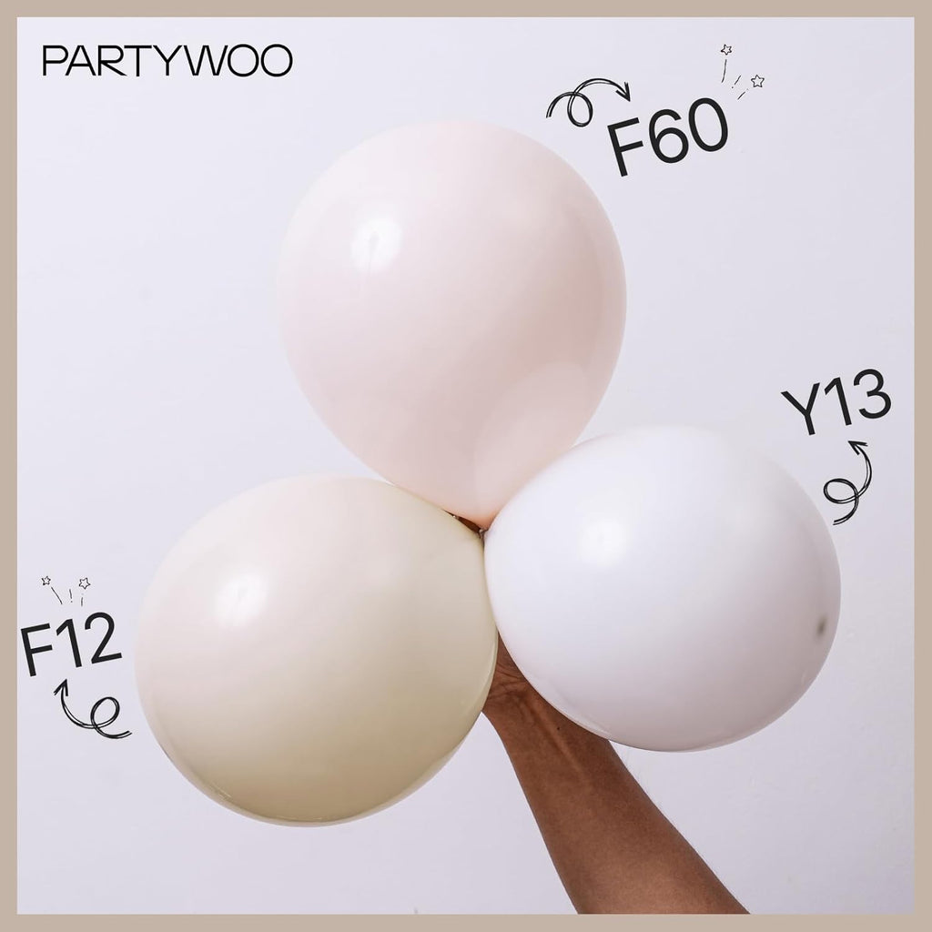 PartyWoo White & Black Balloons - 140 Pcs (18/12/10/5 Inch) for Weddings, Showers & Celebrations