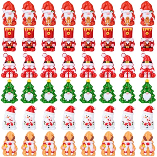 Prdingfy 48 Pcs Mini Christmas Gnomes Figurines - Green Variation for Table Decor