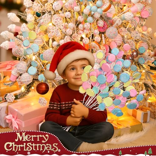 Vivid Style 12 Pcs Candy Land Christmas Tree Picks, 20-Inch Holiday Decor