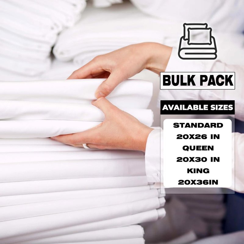 Bulk Pillow Cases Standard Size Set of 24 Pack Basic Pillowcases White Pillow Case Hypoallergenic Pillowcase Soft Envelope Closure Covers 20 x 26 Inches