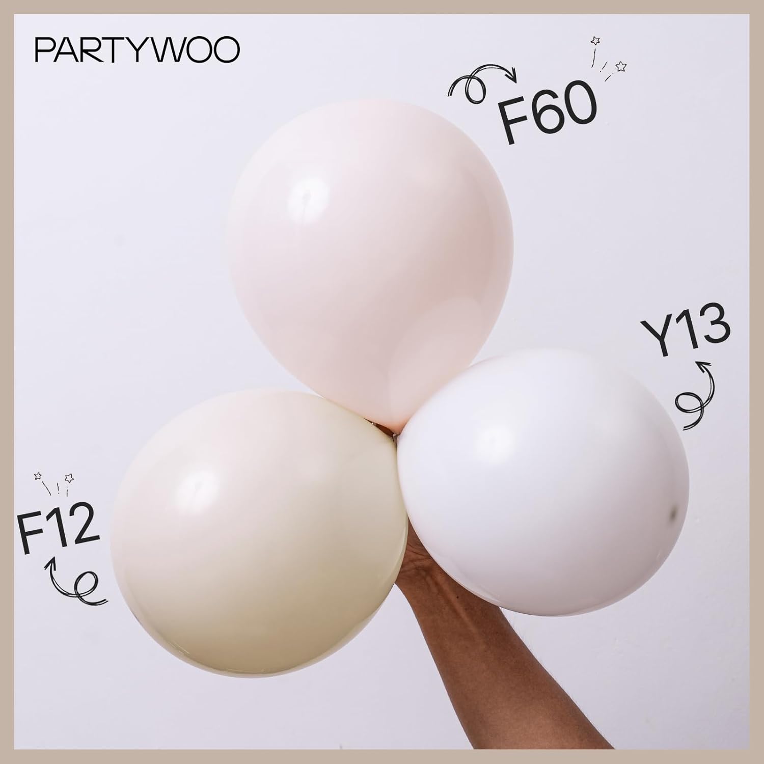 PartyWoo White Sand Balloon Arch Kit - 155pcs in 5-18 Inch Sizes | Elegant Off-White & Beige Decor for Weddings & Baby Showers