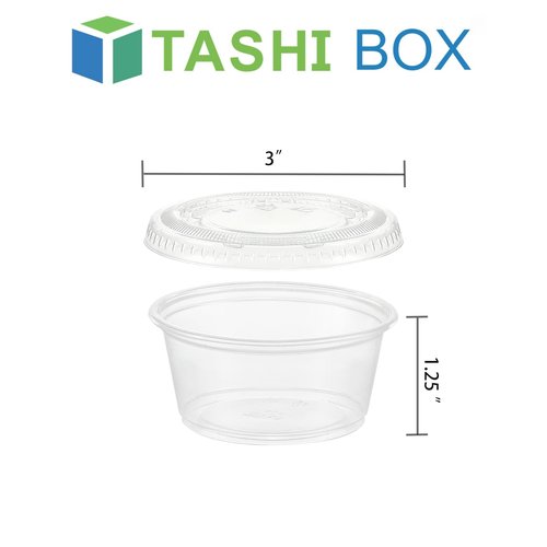 TashiBox [3.25 oz. - 200 Sets Portion Cups with Lids - Souffle & Jello Shot Cups, Clear Plastic Containers, Meal Prep, Salad Dressing & Medicine