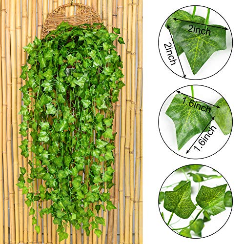 84ft Artificial Ivy Hanging Garland - 12 Strands of Fake Leaf Vine Plants