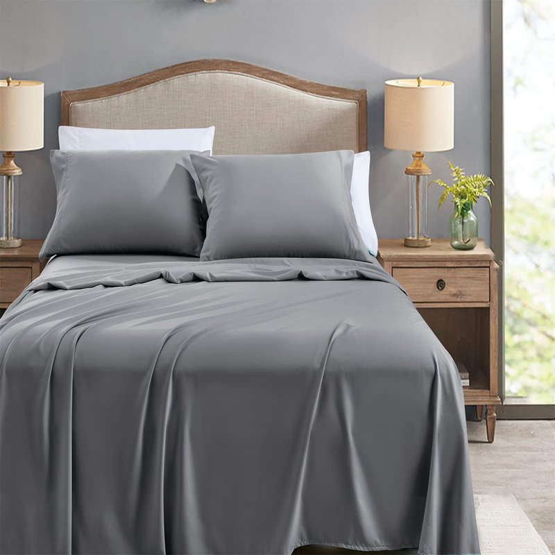 FreshCulture King Flat Sheets Only, Pack of 6, Soft Microfiber Bedding Sheets for Home, Salons, Hotels, Bulk Flat Sheets Only King Size (Dark Grey)