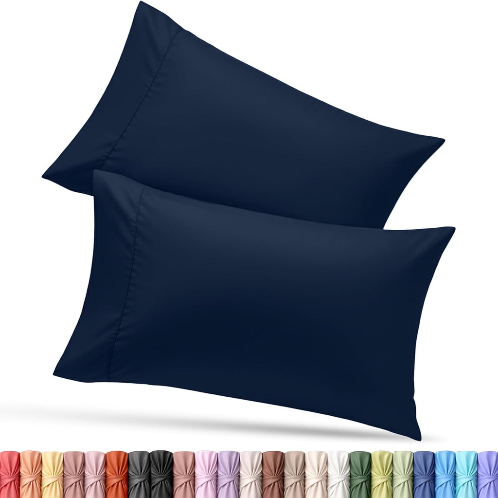 Utopia Bedding Standard Pillow Cases - Soft Brushed Microfiber - 2 Pack, Navy, 20 X 26 Inches