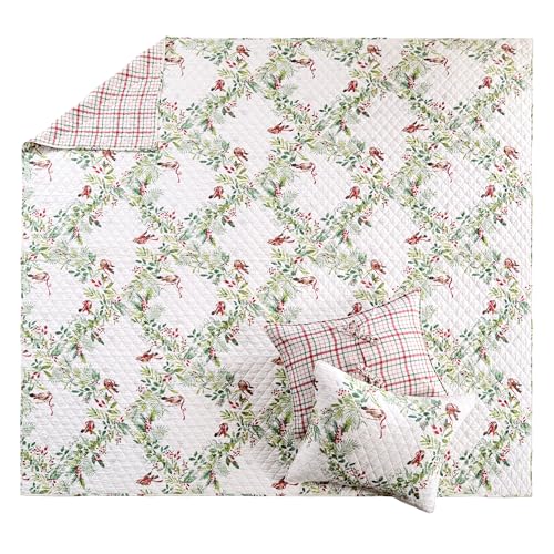 Levtex Home Tinsel Tidings Full/Queen Quilt - Reversible Cotton 88x92in Christmas