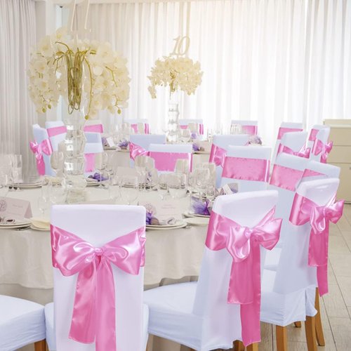 Babenest Satin Chair Sashes - Upgraded 10 Pcs Ribbons & Bows for Weddings & Events | Pink