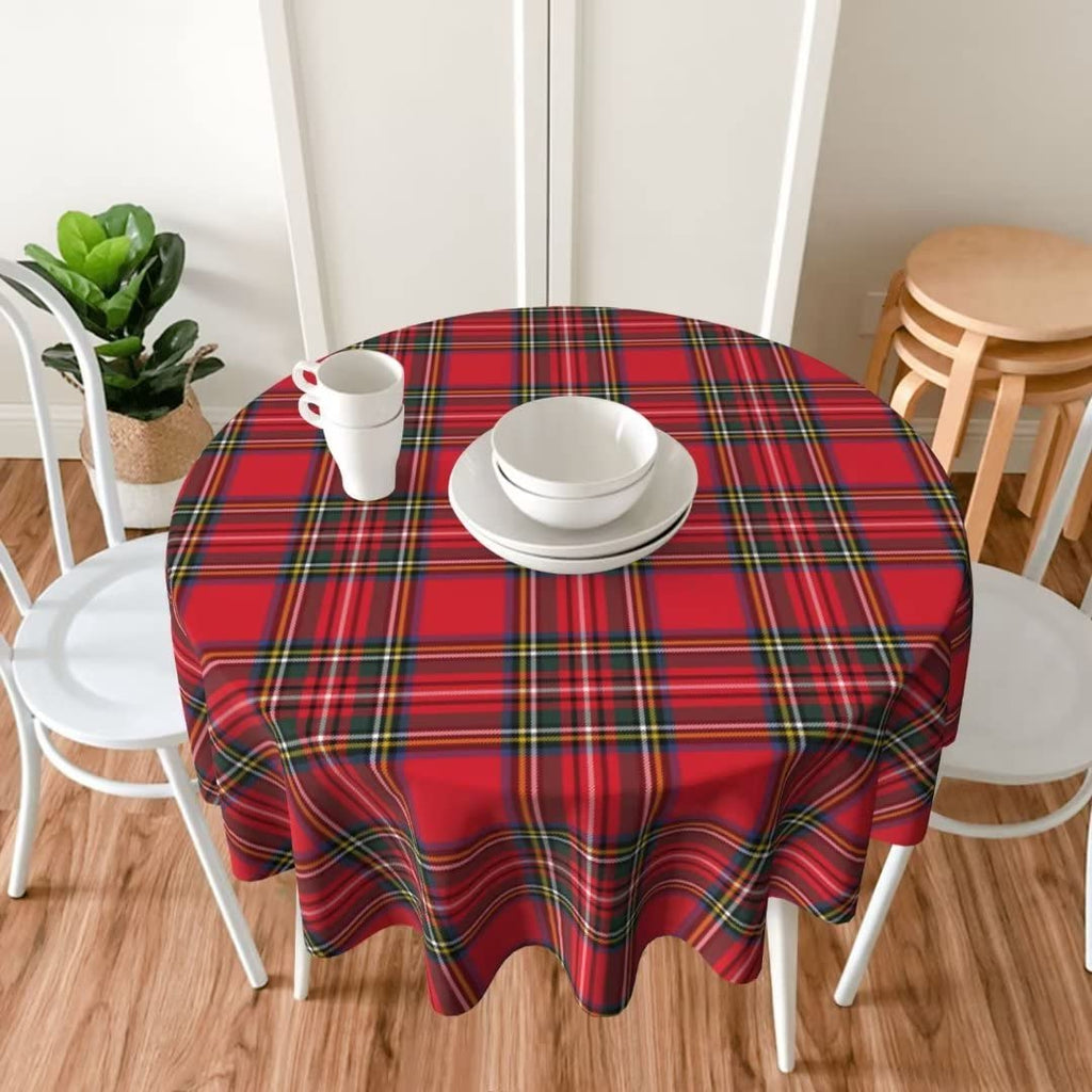 BETGINY Christmas Tablecloth 60 Inch Round Red Green Buffalo Plaid Tablecloth Dust-Proof Wrinkle Resistant Rustic Christmas Checkered Table Cloth for Holiday Party Dining