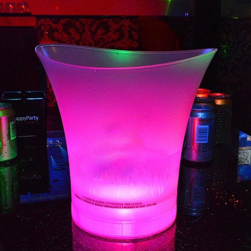 PeSandy LED Ice Bucket, 5L Large Capacity Wine Ice Bucket Drink Containers with Multi Colors Changing for Party/Home/Bar, Waterproof Champagne Retro Wine Drink Beer Beverage (2PCS, Battery Powered)
