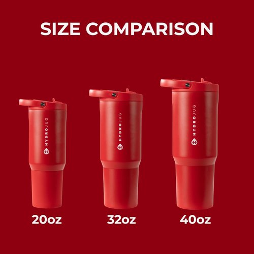 HydroJug Sport - 32oz Stainless Steel Tumbler with Straw | Vacuum Insulated, Leakproof, Ergonomic Design, Alumni Red
