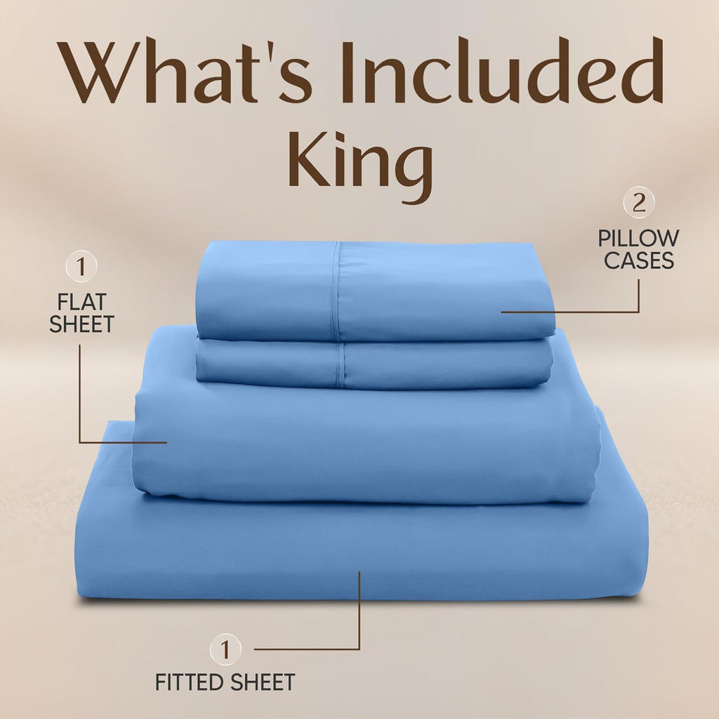 Utopia Bedding King Size Sheet Set - Soft, Breathable Microfiber | 4-Piece in Dutch Blue