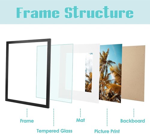 Frametory 11x14 Picture Frame - High Definition Glass with Mat for 8x10 Photo | Black, 1 Pack