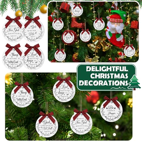 Soaoo 60 Pcs Christmas Bible Verse Ornaments White Wooden Christian Decor